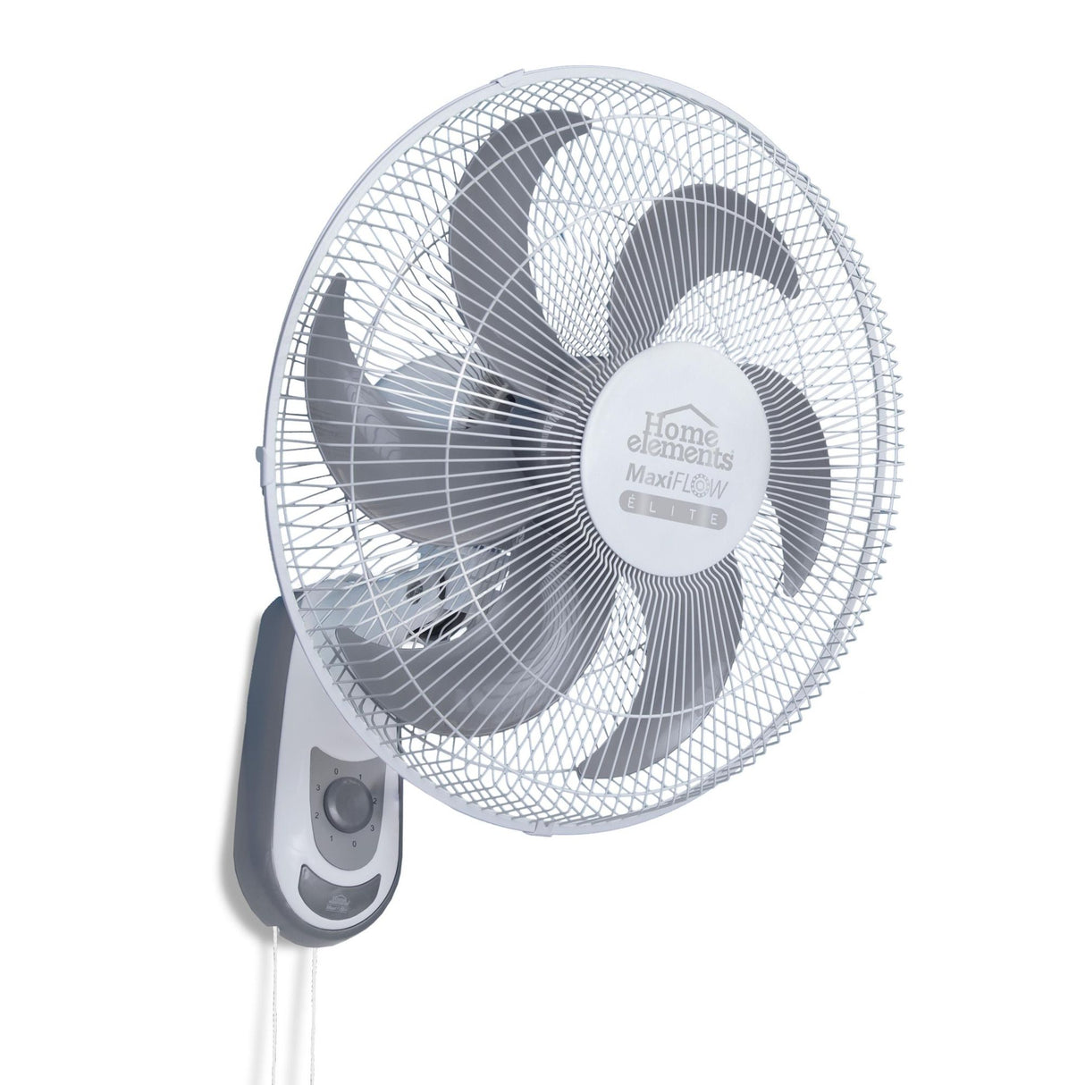 Ventilador de Pared MaxiFlow Elite Blanco y Gris 47x57cm de Tres Velocidades con Oscilación - VENTILADORES | Bylmo