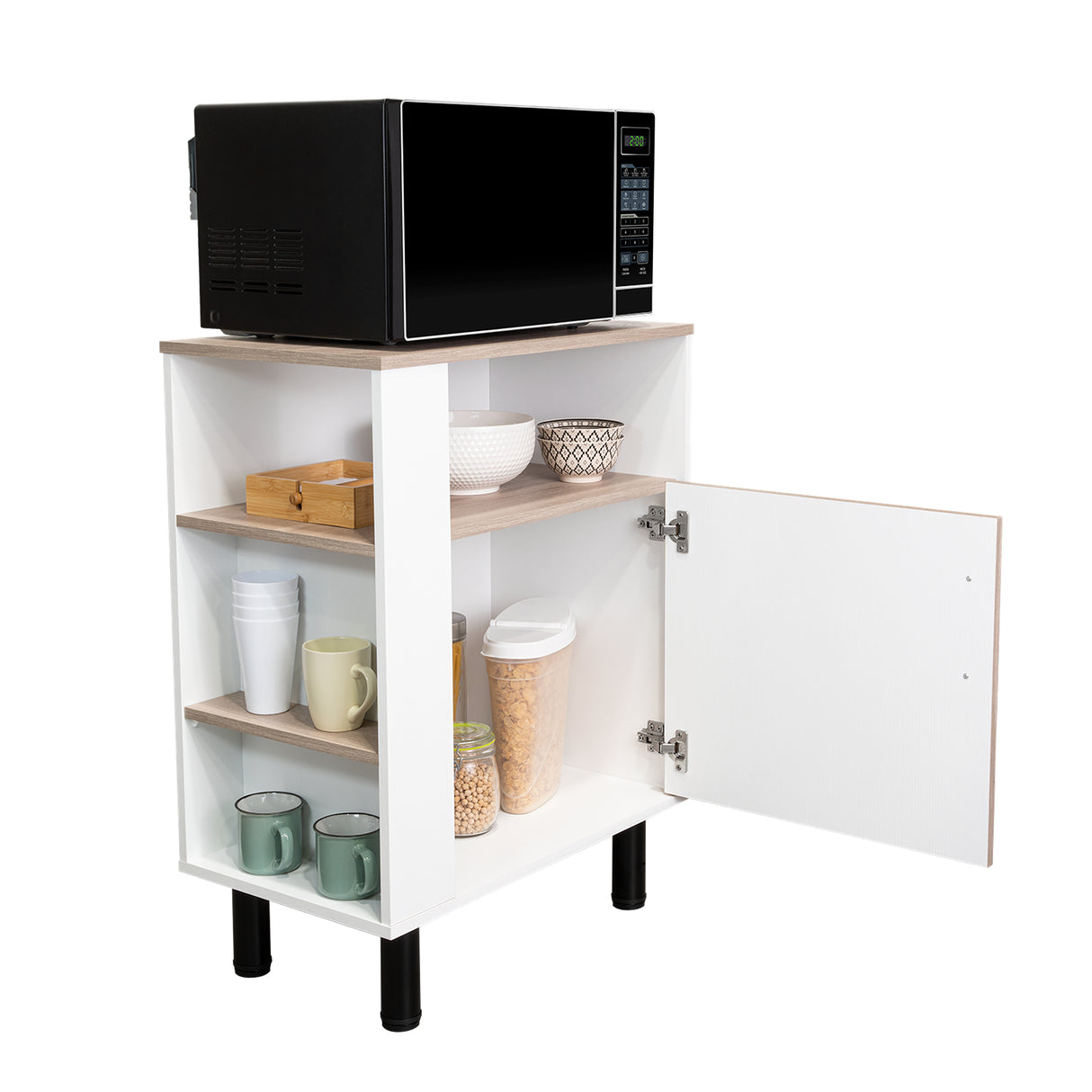 Mueble Microondas Blink Bardolino y Blanco 65.2x85cm con Una Puerta y con Patas - ALACENAS Y MUEBLES MICROONDAS | Bylmo