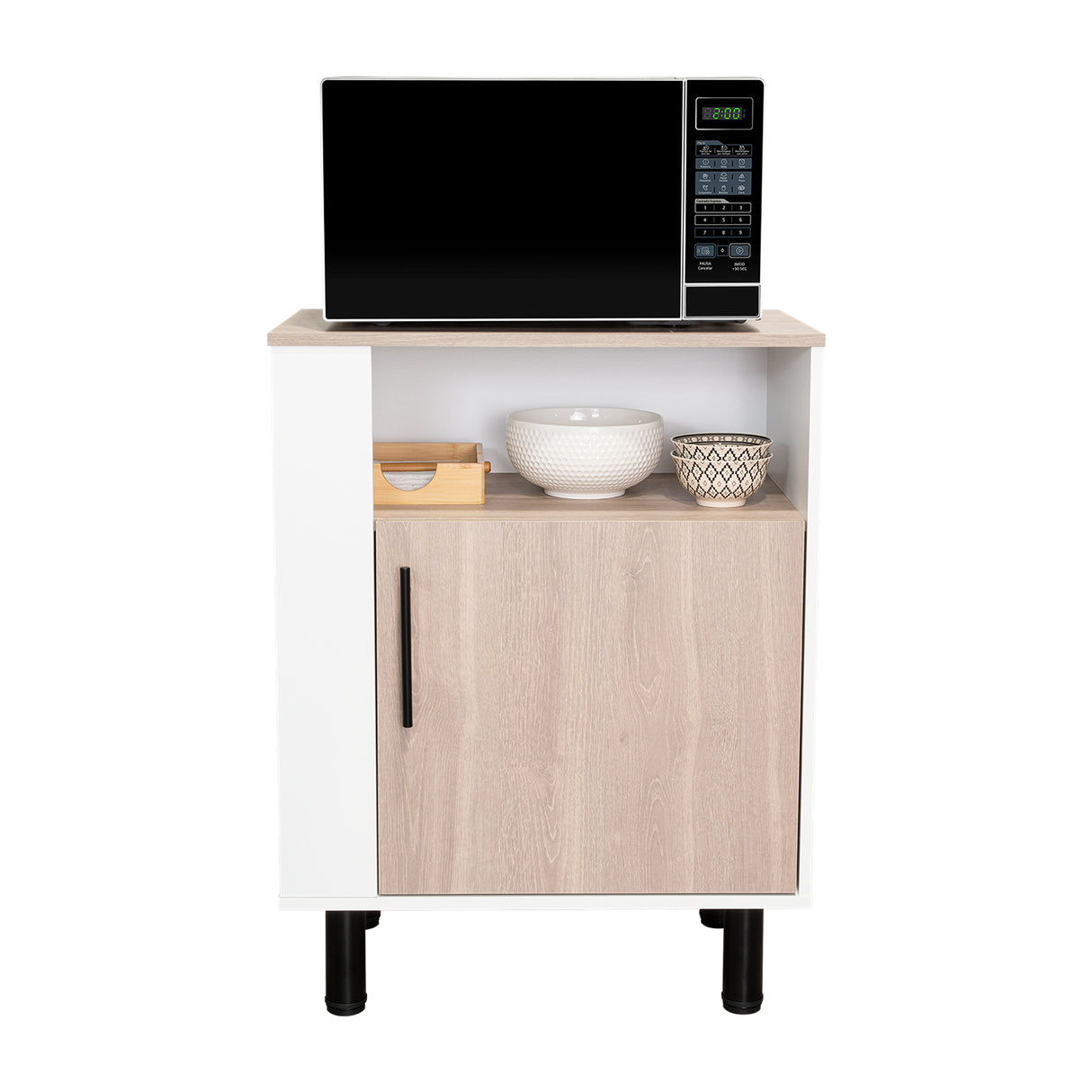 Mueble Microondas Blink Bardolino y Blanco 65.2x85cm con Una Puerta y con Patas - ALACENAS Y MUEBLES MICROONDAS | Bylmo