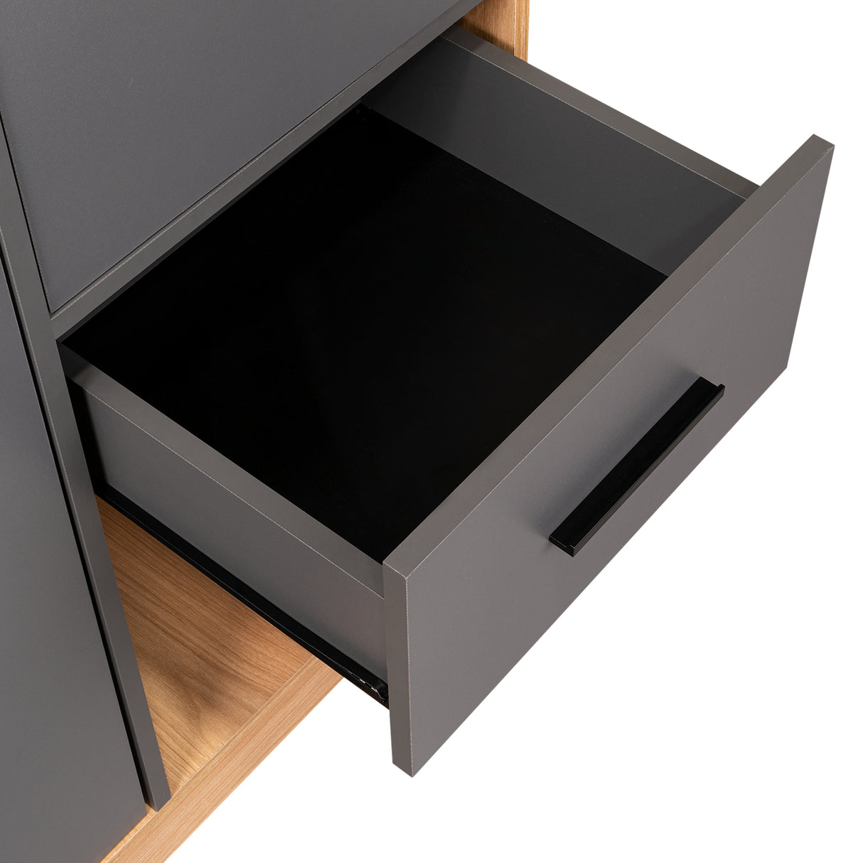 Closet Girona Plomo y Fresno Europeo 180x48.8cm con Un Cajón con Dos Entrepaños y con Seis Compartimiento - CLOSETS | Bylmo