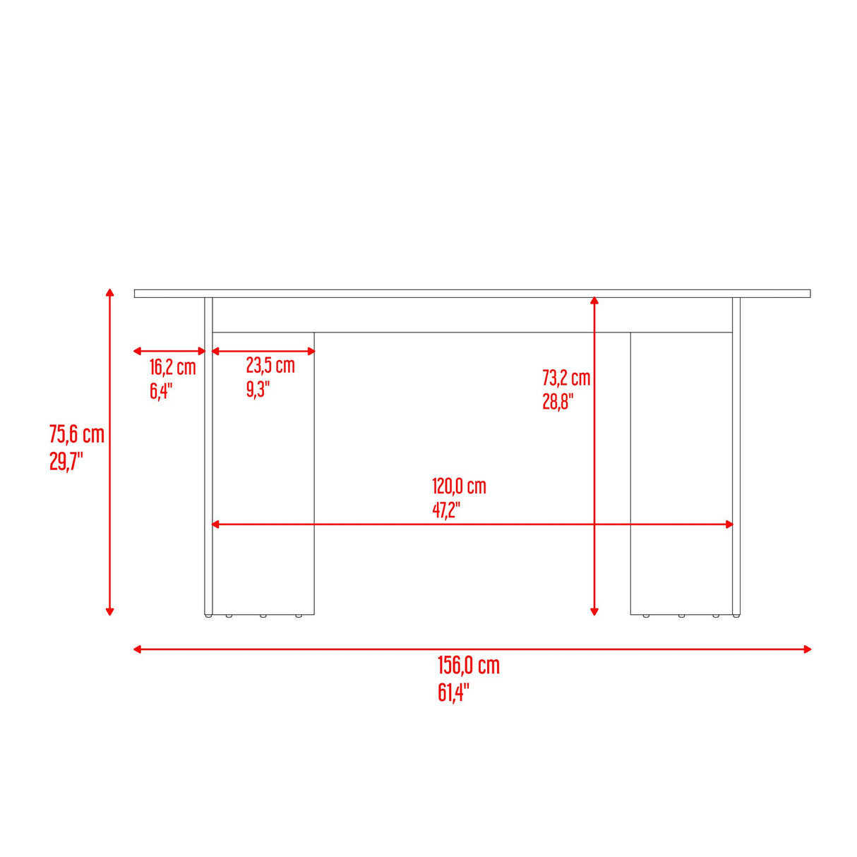 Comedor Rectangular Bankok Fresno Europeo 156x75.6cm Para Cuatro Puestos sin Sillas - COMEDORES | Bylmo