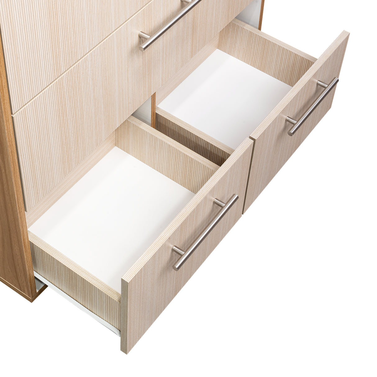 Cajonera Sevilla Fresno Europeo y Blanco 80x75cm De Tres Hileras con Cuatro Cajones - CAJONERAS Y COMODAS | Bylmo