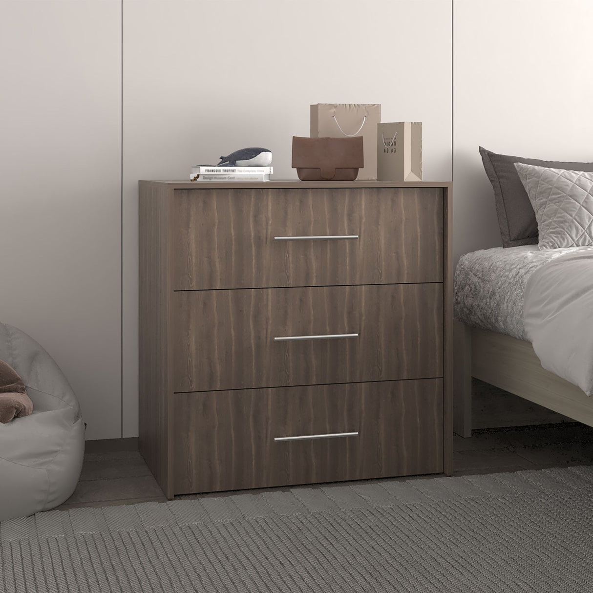 Cajonera Bigaf Milan y Wengue 80x82.1cm De Tres Hileras con Tres Cajones - CAJONERAS Y COMODAS | Bylmo