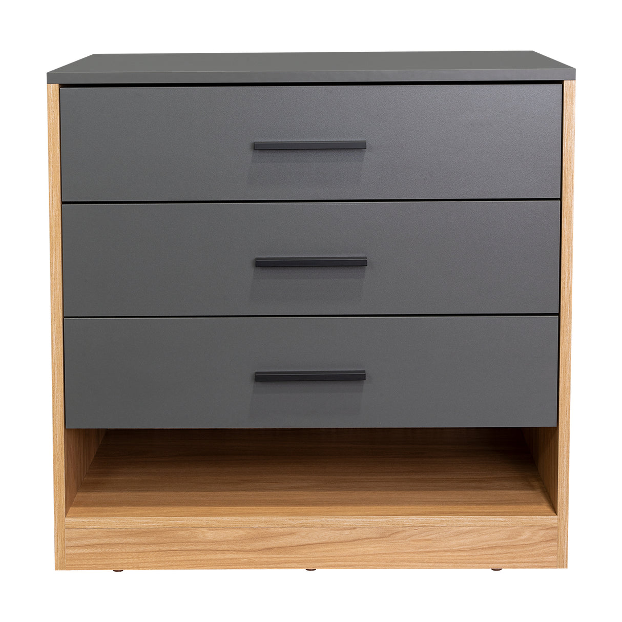Cajonera Girona Plomo y Fresno Europeo 70x70cm De Cuatro Hileras con Tres Cajones - CAJONERAS Y COMODAS | Bylmo
