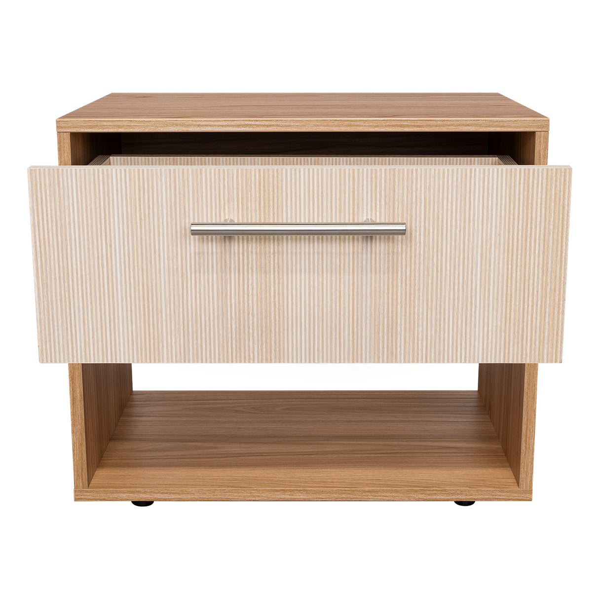 Mesa de Noche Sevilla Fresno Europeo 45.9x37.3cm con Dos Compartimientos - MESAS DE NOCHE | Bylmo