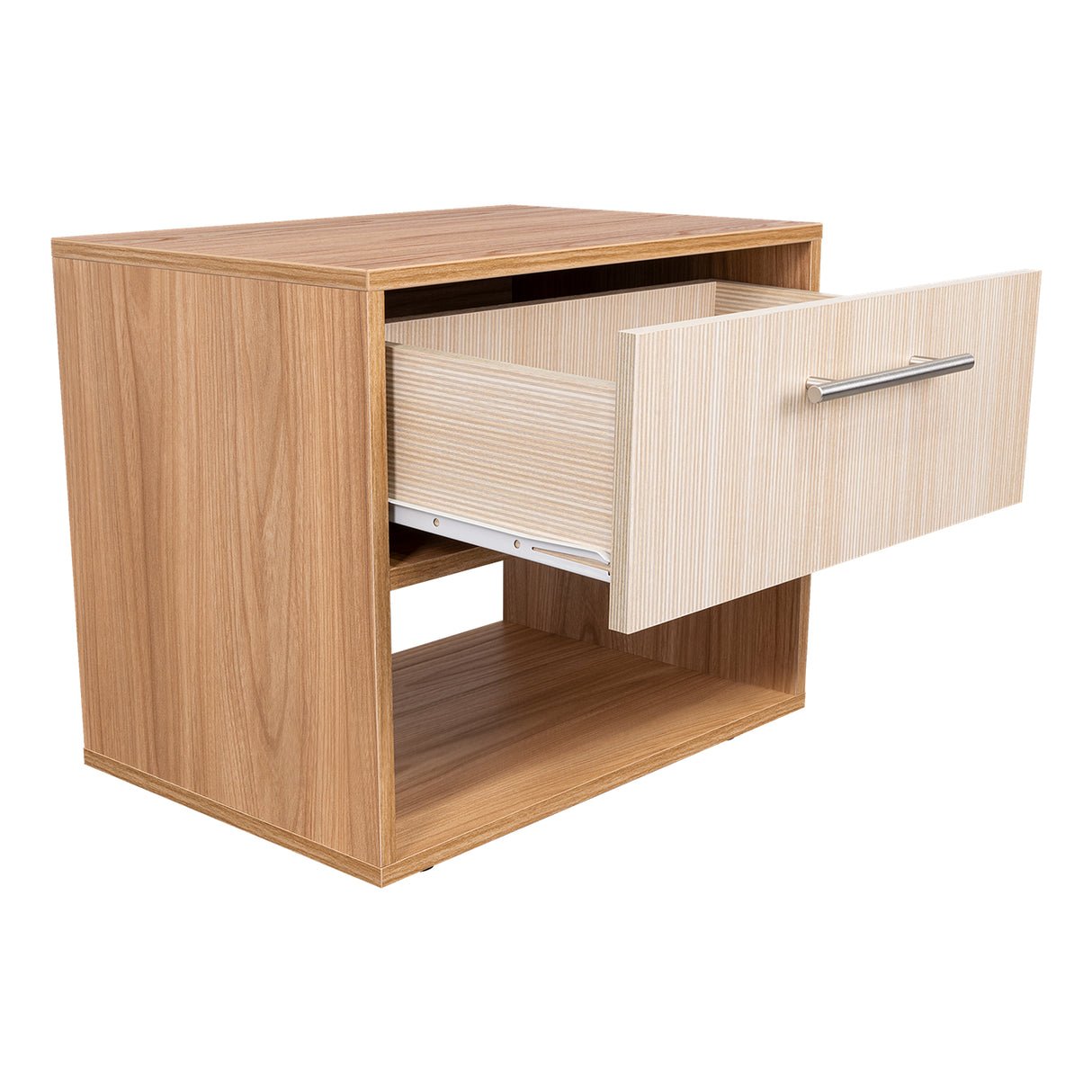 Mesa de Noche Sevilla Fresno Europeo 45.9x37.3cm con Dos Compartimientos - MESAS DE NOCHE | Bylmo