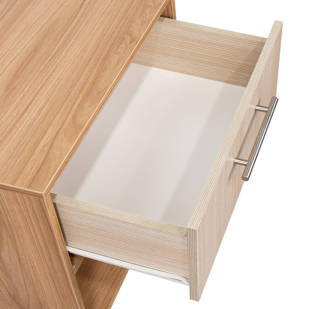 Mesa de Noche Sevilla Fresno Europeo 45.9x37.3cm con Dos Compartimientos - MESAS DE NOCHE | Bylmo