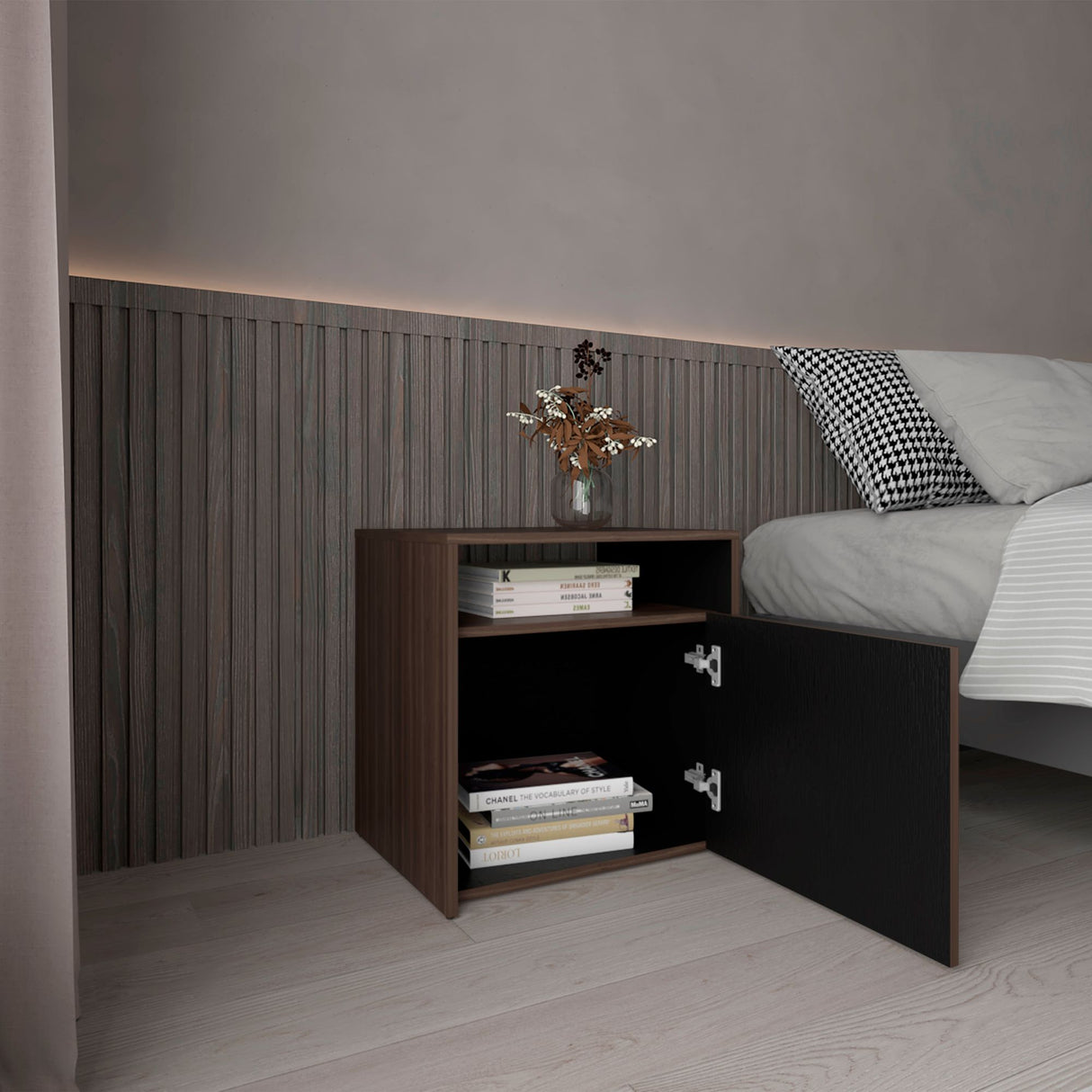 Mesa de Noche Bigaf Milan y Wengue 54.1x42.3cm con Dos Compartimientos - MESAS DE NOCHE | Bylmo