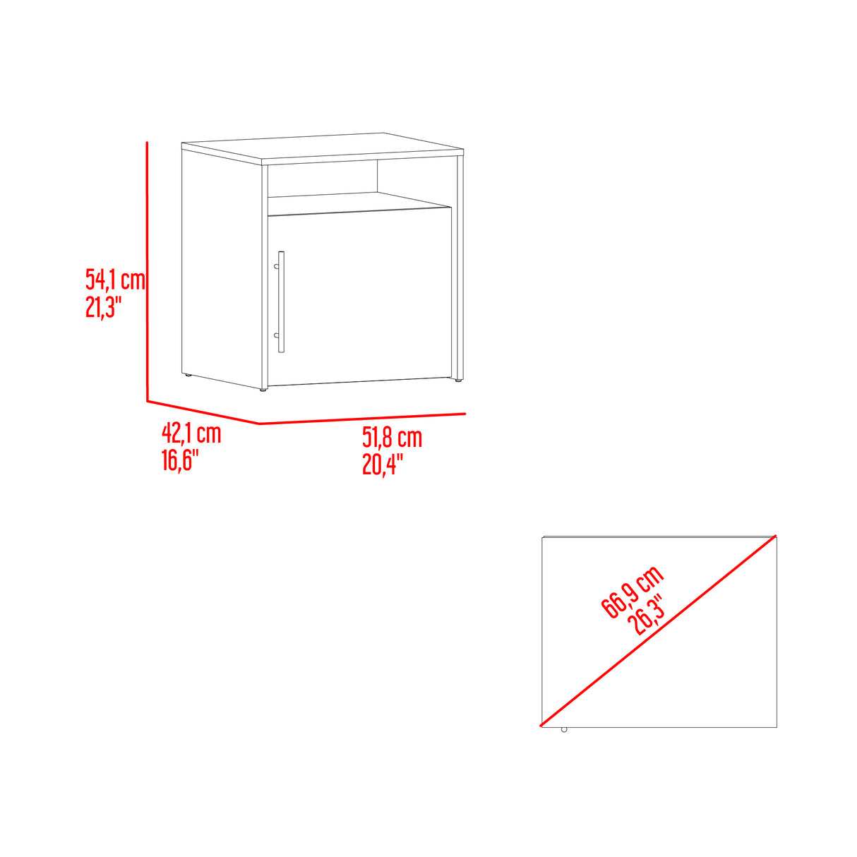 Mesa de Noche Bigaf Milan y Wengue 54.1x42.3cm con Dos Compartimientos - MESAS DE NOCHE | Bylmo