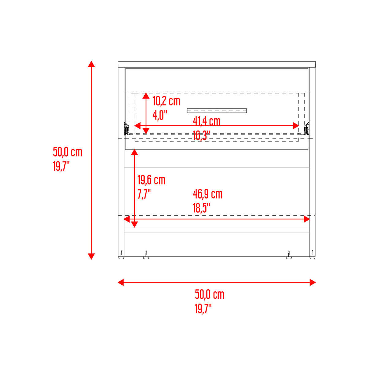 Mesa de Noche Girona Plomo y Fresno Europeo 50x40.3cm con Dos Compartimientos - MESAS DE NOCHE | Bylmo
