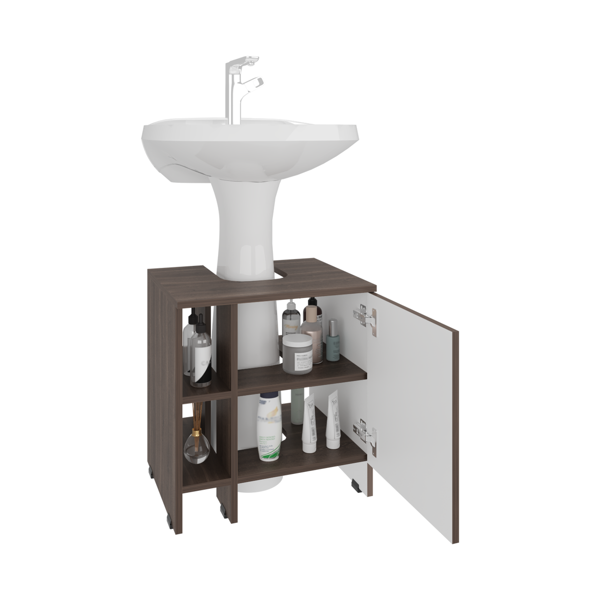 Mueble para Lavamanos Basic Milan y Blanco 47x50.5cm con Patas y Una Puerta - MUEBLES PARA LAVAMANOS | Bylmo