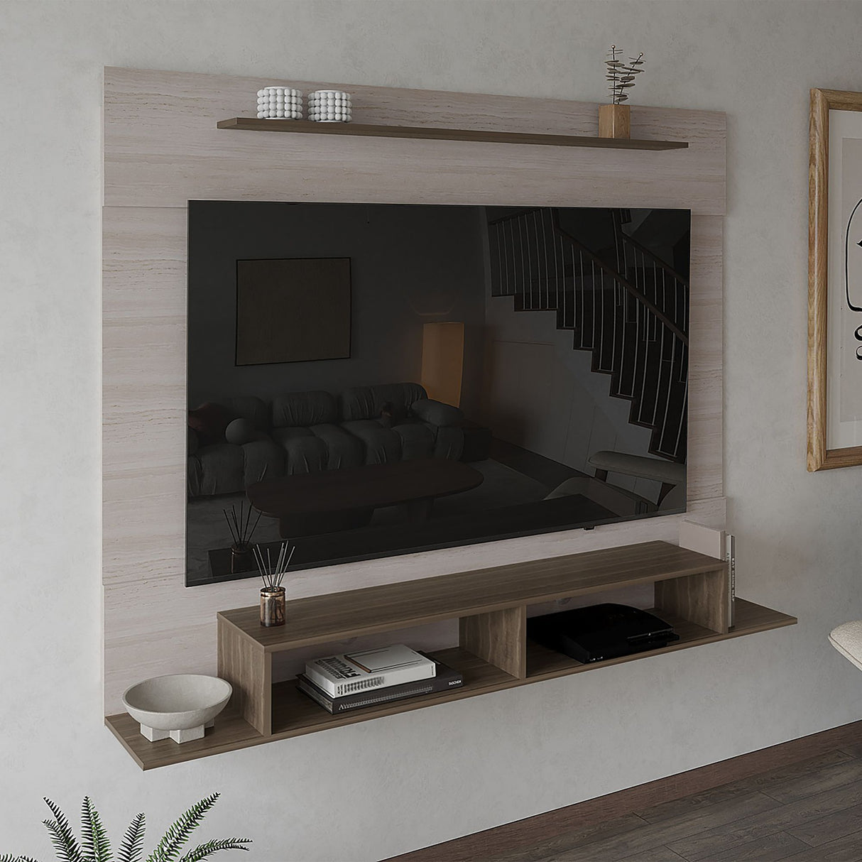 Panel de TV Montana Milan y Tivoli 141x30cm Para TV Hasta 75 Pulgadas Flotante - MUEBLES DE TV | Bylmo