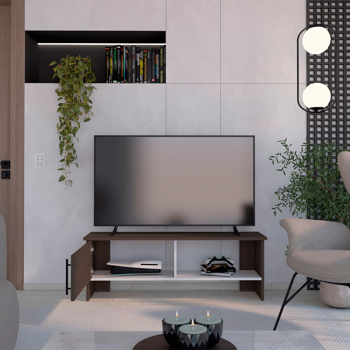 Mesa para TV Navia Milan y Blanco 42.1x31.1cm Para TV Hasta 50 Pulgadas - MUEBLES DE TV | Bylmo