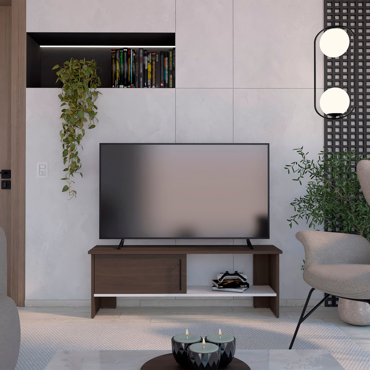 Mesa para TV Navia Milan y Blanco 42.1x31.1cm Para TV Hasta 50 Pulgadas - MUEBLES DE TV | Bylmo