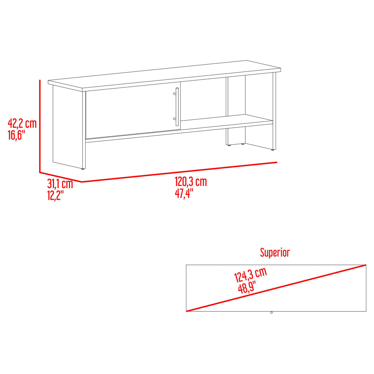 Mesa para TV Navia Milan y Blanco 42.1x31.1cm Para TV Hasta 50 Pulgadas - MUEBLES DE TV | Bylmo