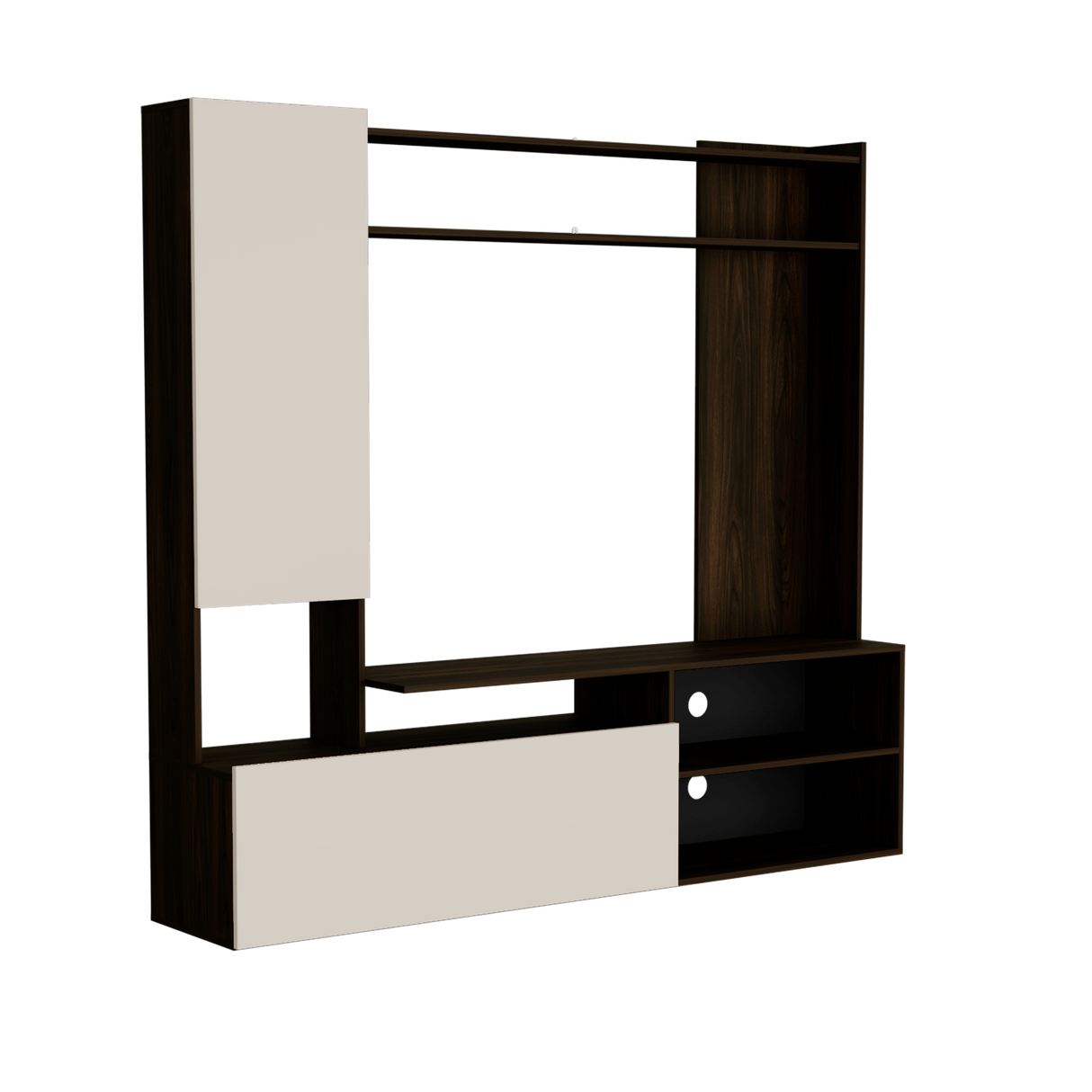 Rack de TV Nolic Capri y Nogal 167x35cm Para TV Hasta 60 Pulgadas - MUEBLES DE TV | Bylmo