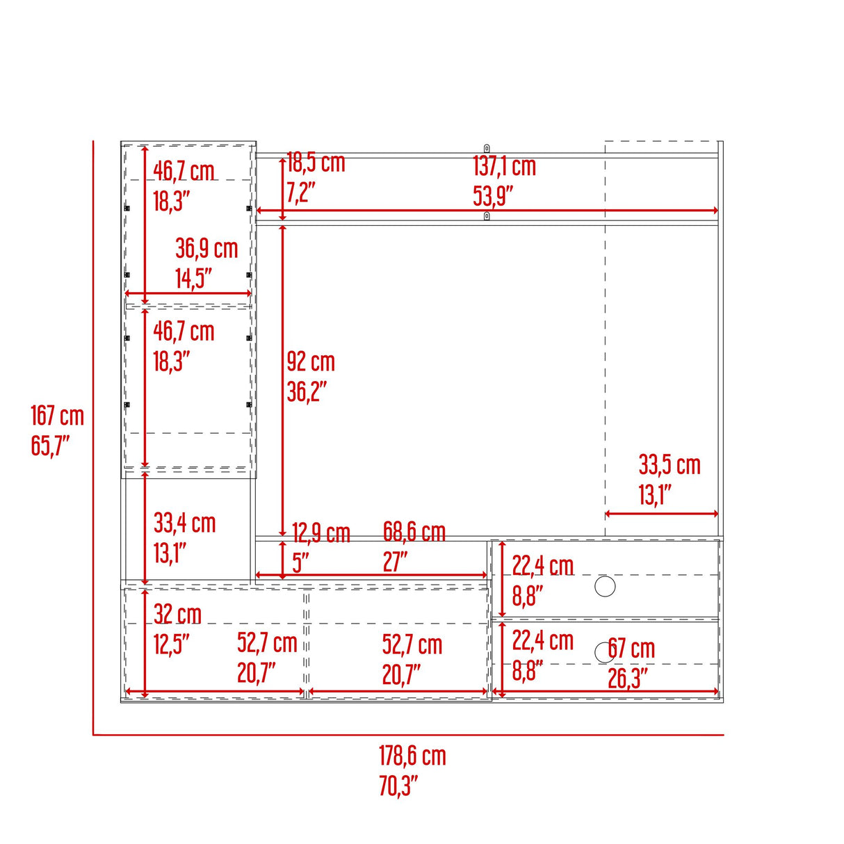 Rack de TV Nolic Capri y Nogal 167x35cm Para TV Hasta 60 Pulgadas - MUEBLES DE TV | Bylmo