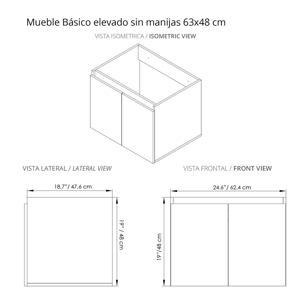 Mueble para Lavamanos Individual Essential Mitte 63x48cm con Lavamanos Trentino y Dos Puertas - MUEBLES PARA LAVAMANOS | Bylmo