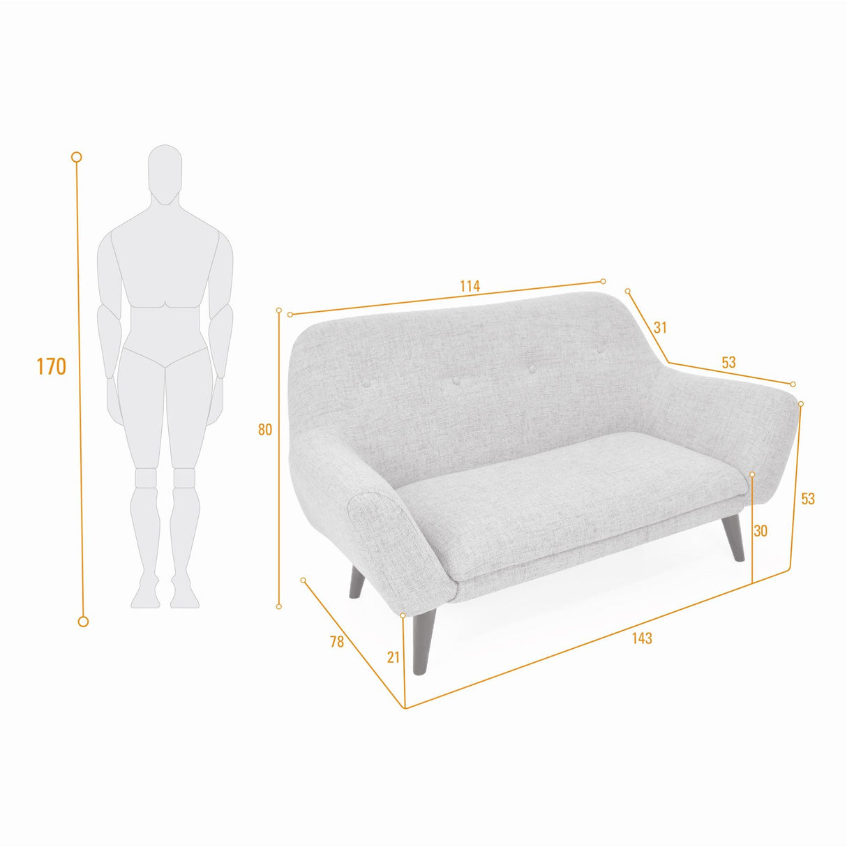 Sofá Lincoln Petróleo 143x80cm de Dos Puestos con Apoya Brazos - SOFAS Y POLTRONAS | Bylmo