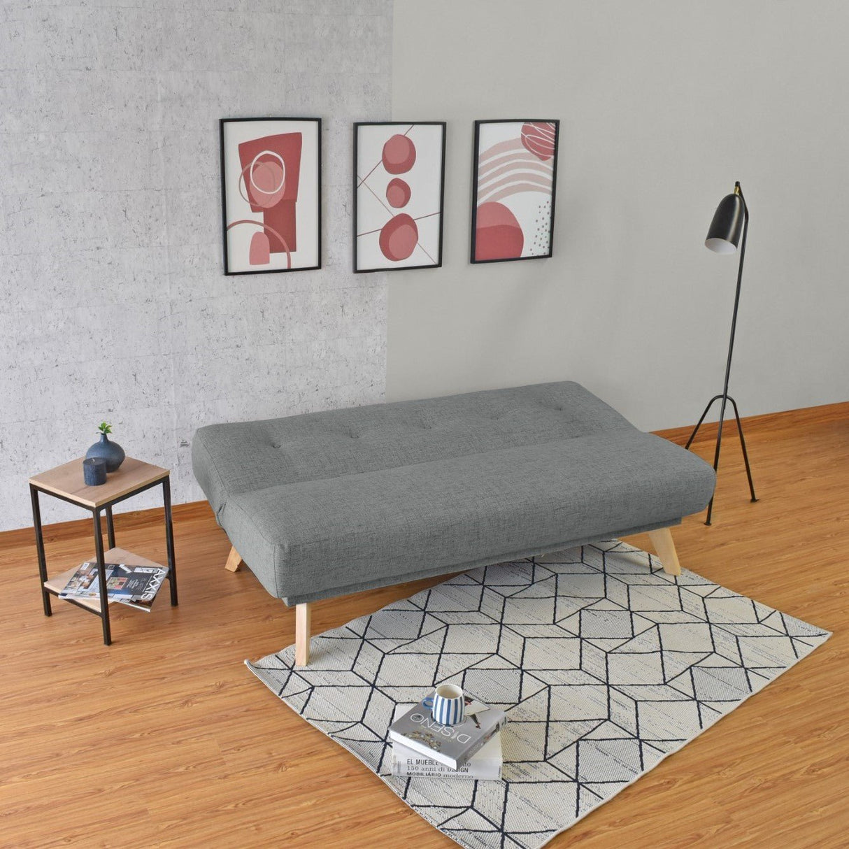 Sofá Cama Charlotte Gris 182x85cm de Tres Puestos Reclinable - SOFAS Y POLTRONAS | Bylmo
