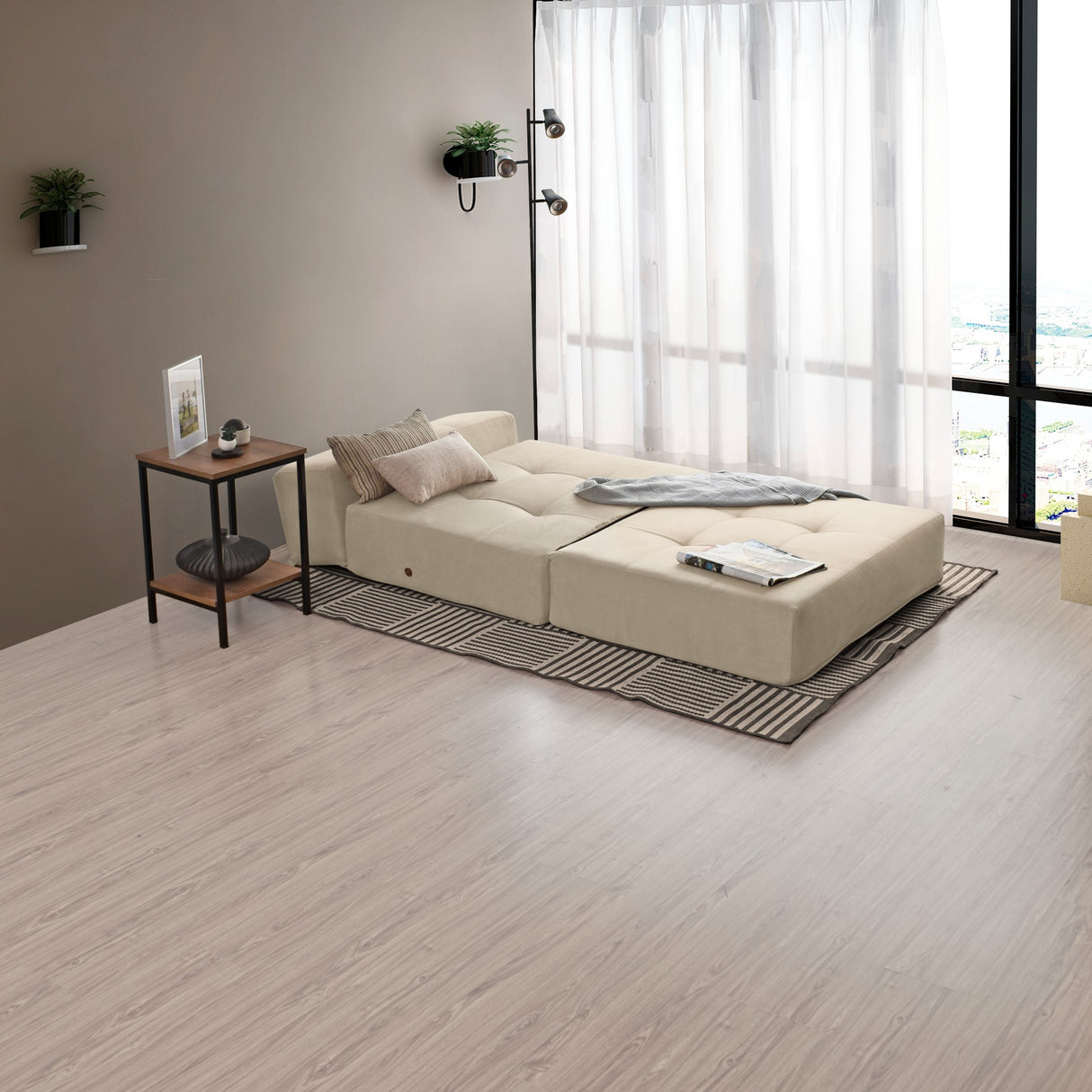 Sofá Cama Felton Taupe 102x78cm de Un Puesto Reclinable Resistente a Rasguños - SOFAS Y POLTRONAS | Bylmo