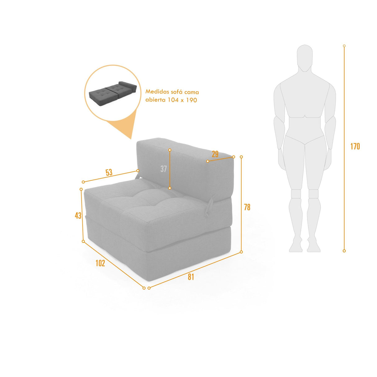 Sofá Cama Felton Taupe 102x78cm de Un Puesto Reclinable Resistente a Rasguños - SOFAS Y POLTRONAS | Bylmo