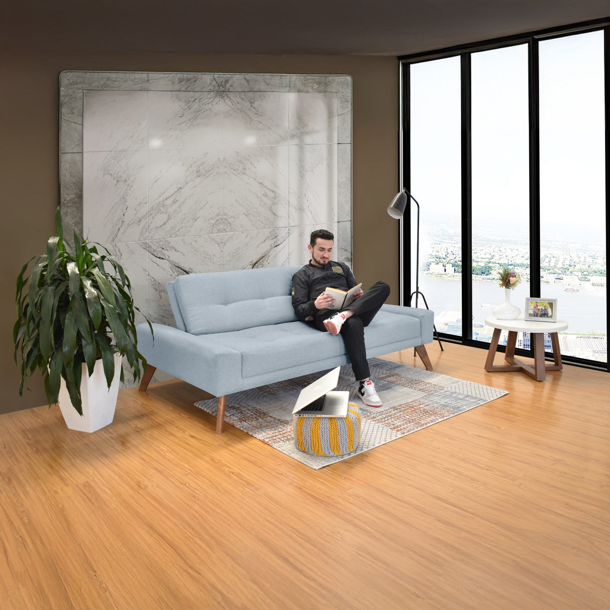 Sofá Cama Nazar Plata 200x83cm de Tres Puestos Reclinable - SOFAS Y POLTRONAS | Bylmo