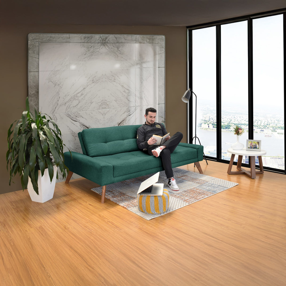 Sofá Cama Nazar Petróleo 200x83cm de Tres Puestos Reclinable - SOFAS Y POLTRONAS | Bylmo