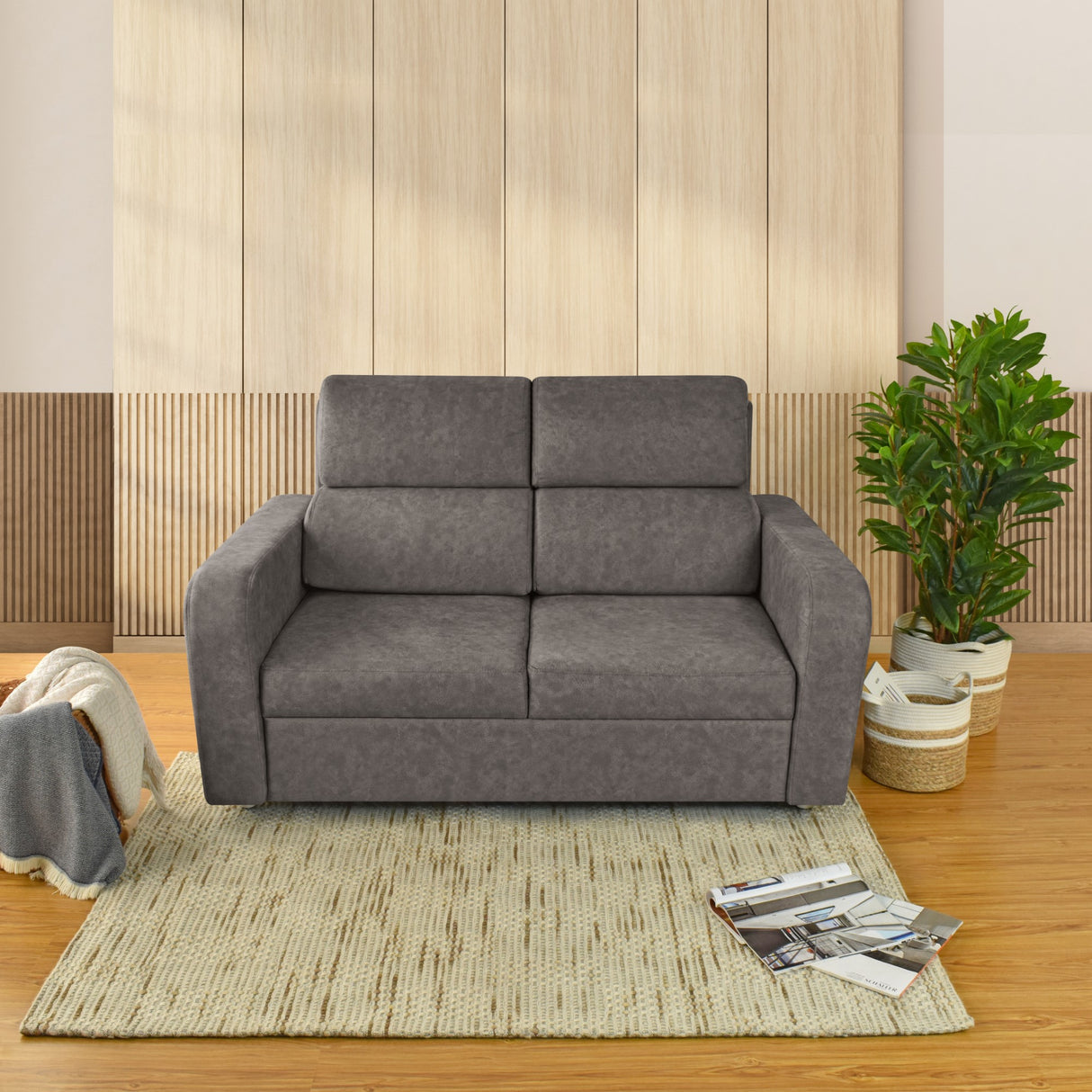 Sofá Bary Taupe 148x95cm de Dos Puestos con Apoya Brazos - SOFAS Y POLTRONAS | Bylmo