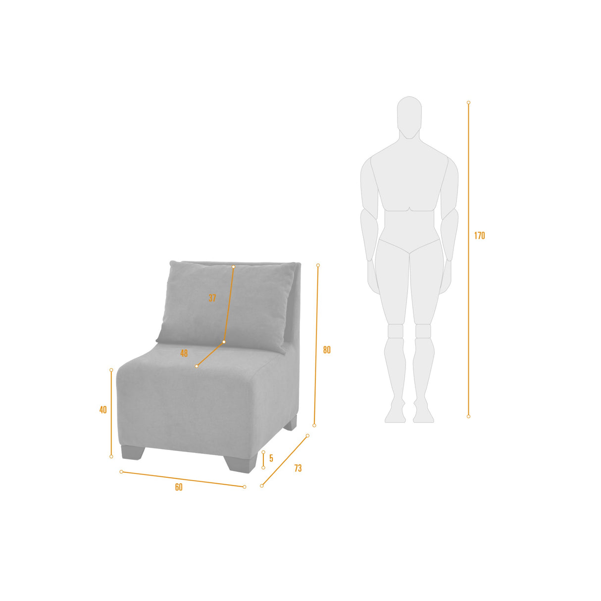 Poltrona Modular Alcala Plata 60x80cm de Un Puesto - SOFAS Y POLTRONAS | Bylmo