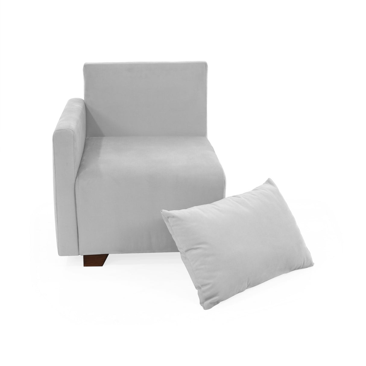 Poltrona Modular Alcala Plata 70x80cm de Un Puesto con Apoya Brazos Derecho - SOFAS Y POLTRONAS | Bylmo