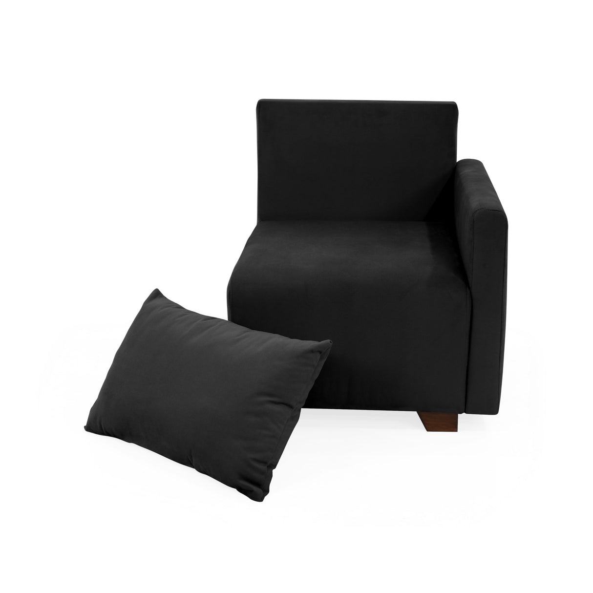 Poltrona Modular Alcala Negro 70x80cm de Un Puesto con Apoya Brazos Izquierdo y Resistente a Rasguños - SOFAS Y POLTRONAS | Bylmo