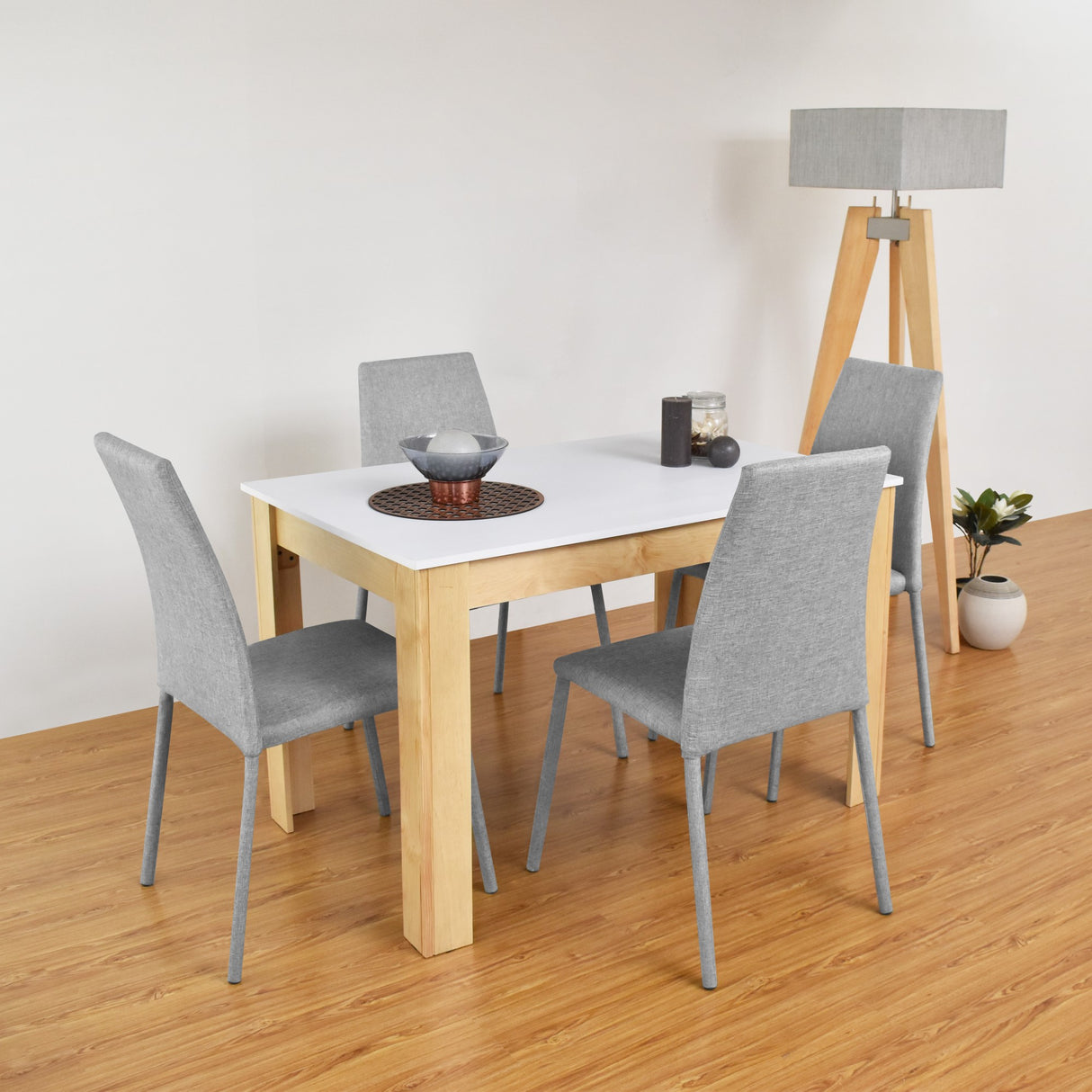 Comedor Rectangular Fraga Blanco y Matiz Natural 120x77cm De Cuatro Puestos sin Sillas - COMEDORES | Bylmo