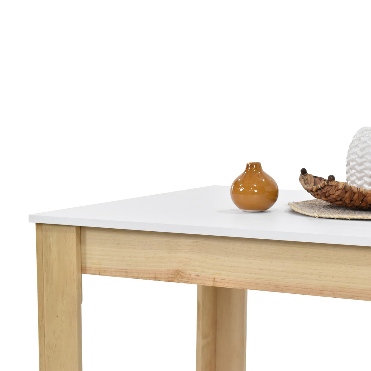 Comedor Rectangular Fraga Blanco y Matiz Natural 120x77cm De Cuatro Puestos sin Sillas - COMEDORES | Bylmo
