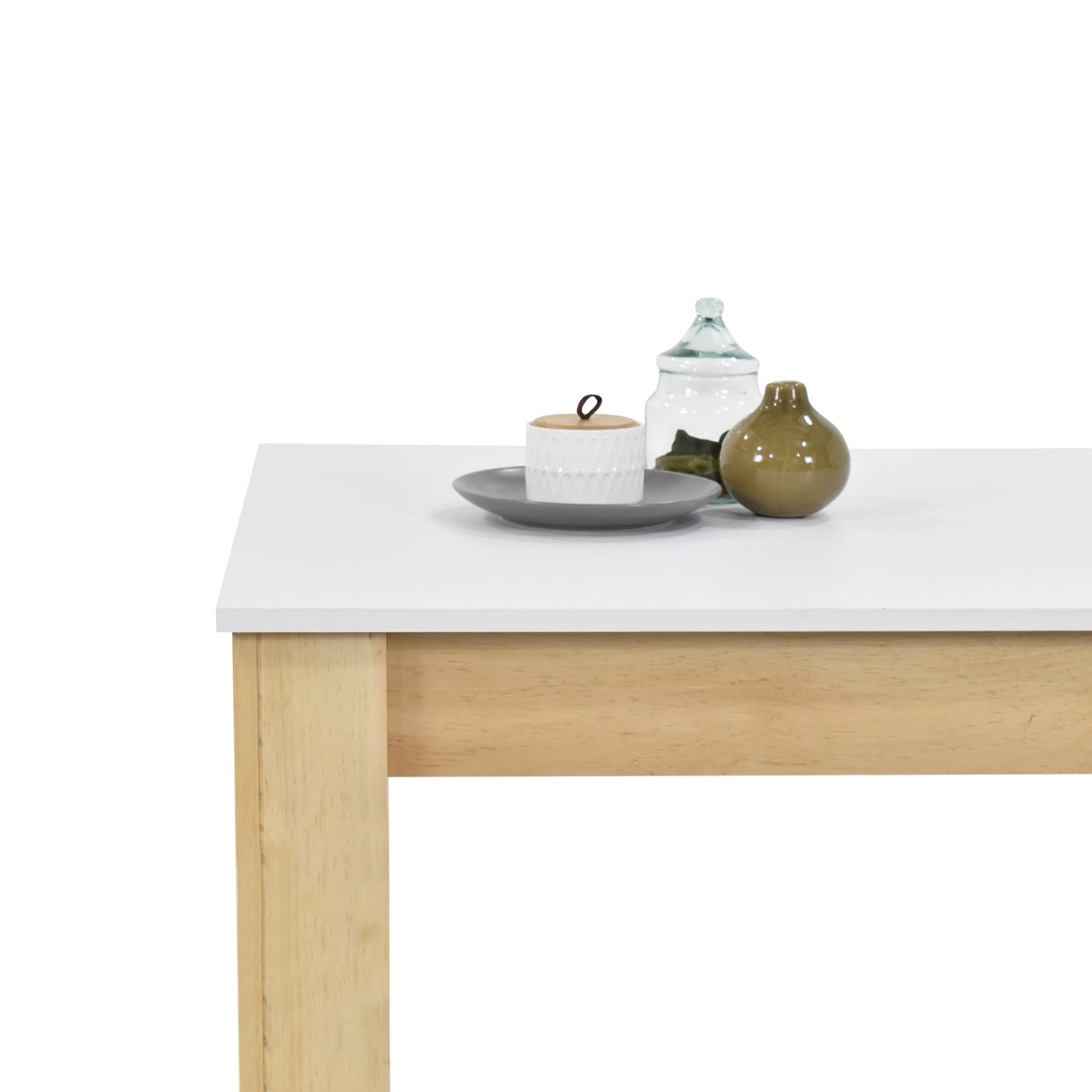 Comedor Rectangular Fraga Blanco y Matiz Natural 138x77cm De Seis Puestos sin Sillas - COMEDORES | Bylmo
