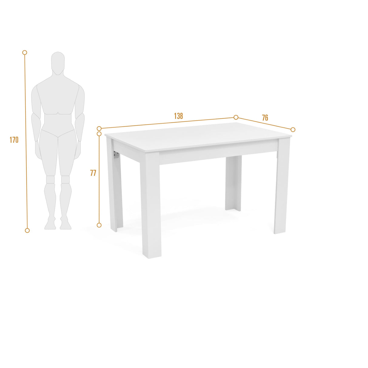 Comedor Rectangular Fraga Blanco y Matiz Natural 138x77cm De Seis Puestos sin Sillas - COMEDORES | Bylmo