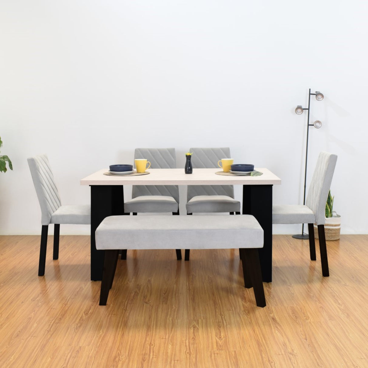 Comedor Rectangular Soho Bali y Matiz Negro 138x74cm De Seis Puestos sin Sillas - COMEDORES | Bylmo