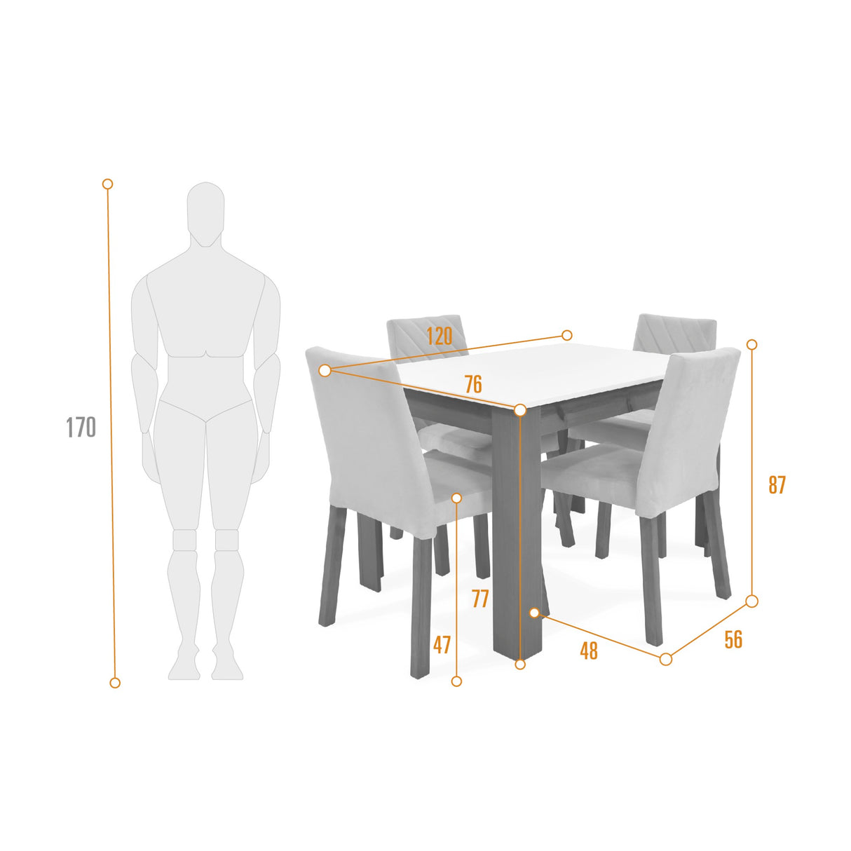 Combo Comedor Rectangular Fraga Mostaza y Matiz Caramelo 120x77cm De Cuatro Puestos con Cuatro Sillas - COMEDORES | Bylmo
