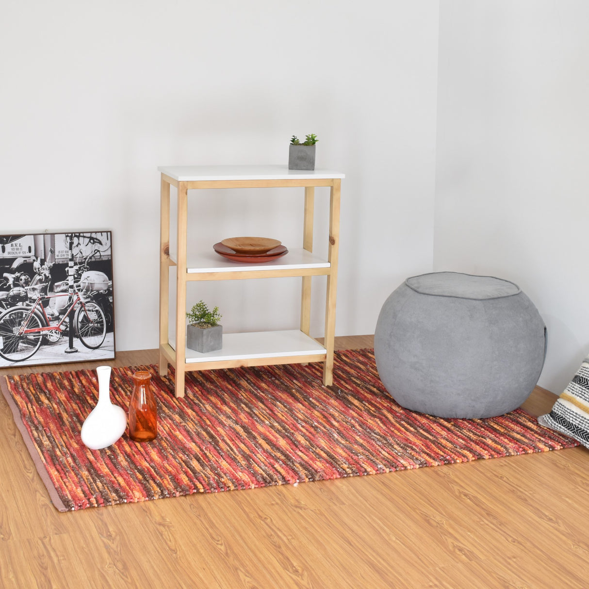 Estantería Brooklyn Blanco y Matiz Natural 62x80cm con Tres Entrepaños - BIBLIOTECAS Y ESTANTERIAS | Bylmo