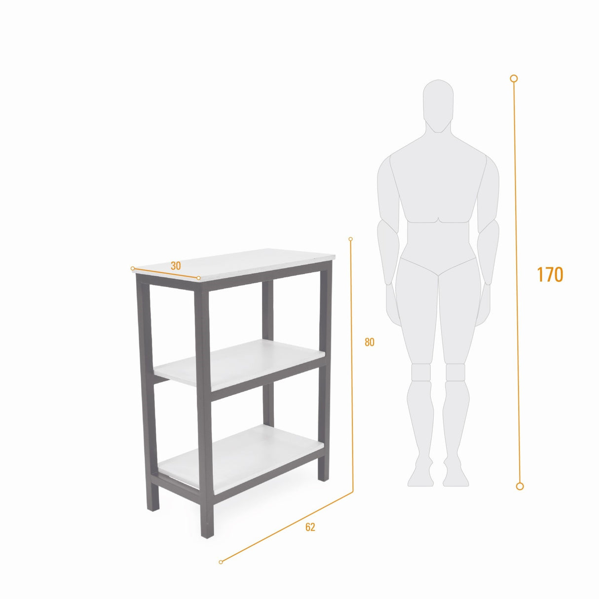 Estantería Brooklyn Blanco y Matiz Natural 62x80cm con Tres Entrepaños - BIBLIOTECAS Y ESTANTERIAS | Bylmo