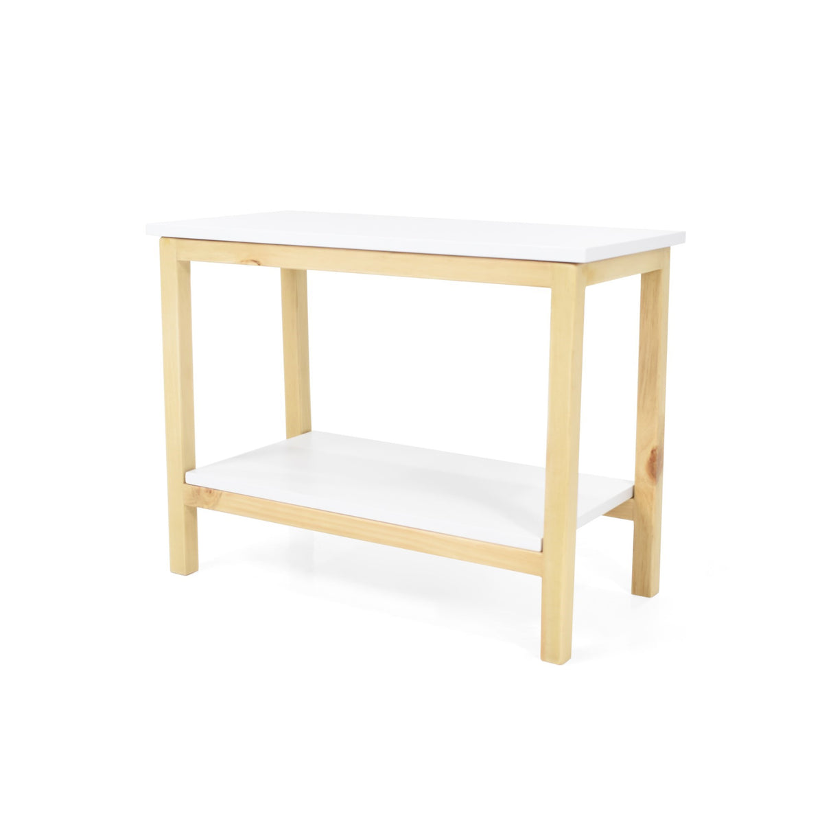 Mesa Auxiliar Rectangular Brooklyn Blanco y Matiz Natural 62x48cm con Dos Compartimientos - MESAS AUXILIARES | Bylmo