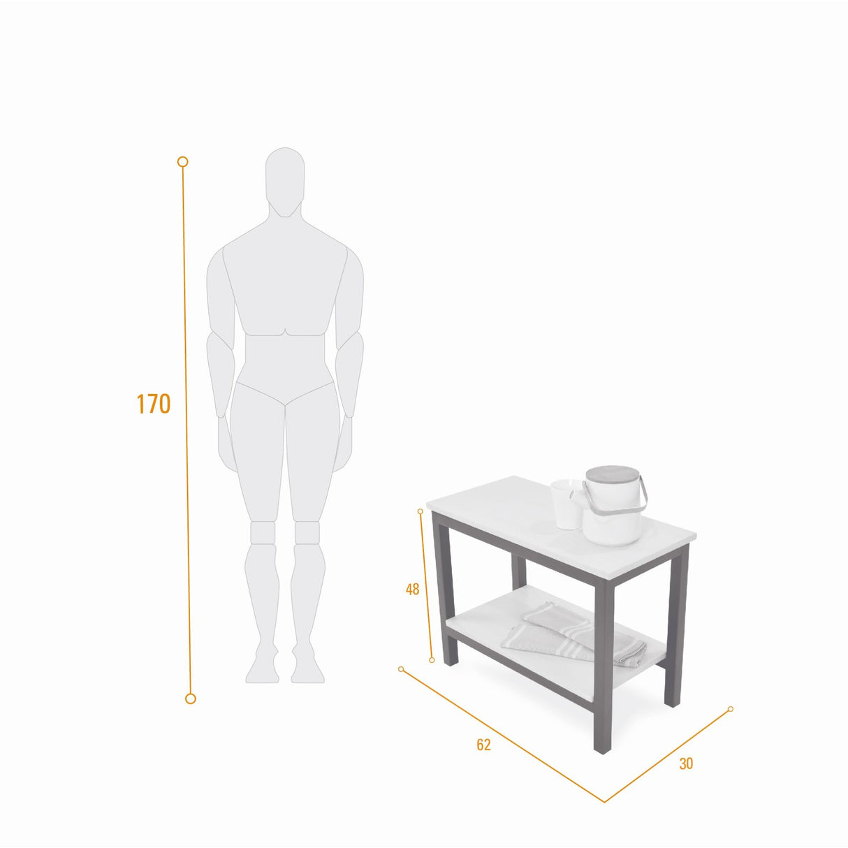 Mesa Auxiliar Rectangular Brooklyn Blanco y Matiz Natural 62x48cm con Dos Compartimientos - MESAS AUXILIARES | Bylmo