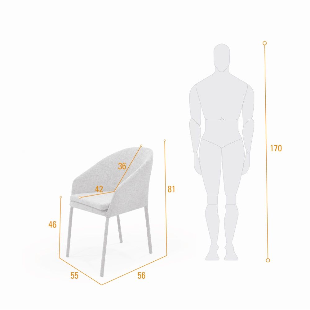 Silla de Comedor Seul Mostaza 55x81cm con Espaldar y con Asiento Ovalado - SILLAS Y BUTACOS | Bylmo