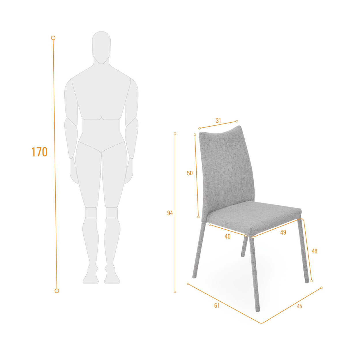 Silla de Comedor Palermo Indigo 45x94cm con Espaldar y con Asiento Cuadrado - SILLAS Y BUTACOS | Bylmo