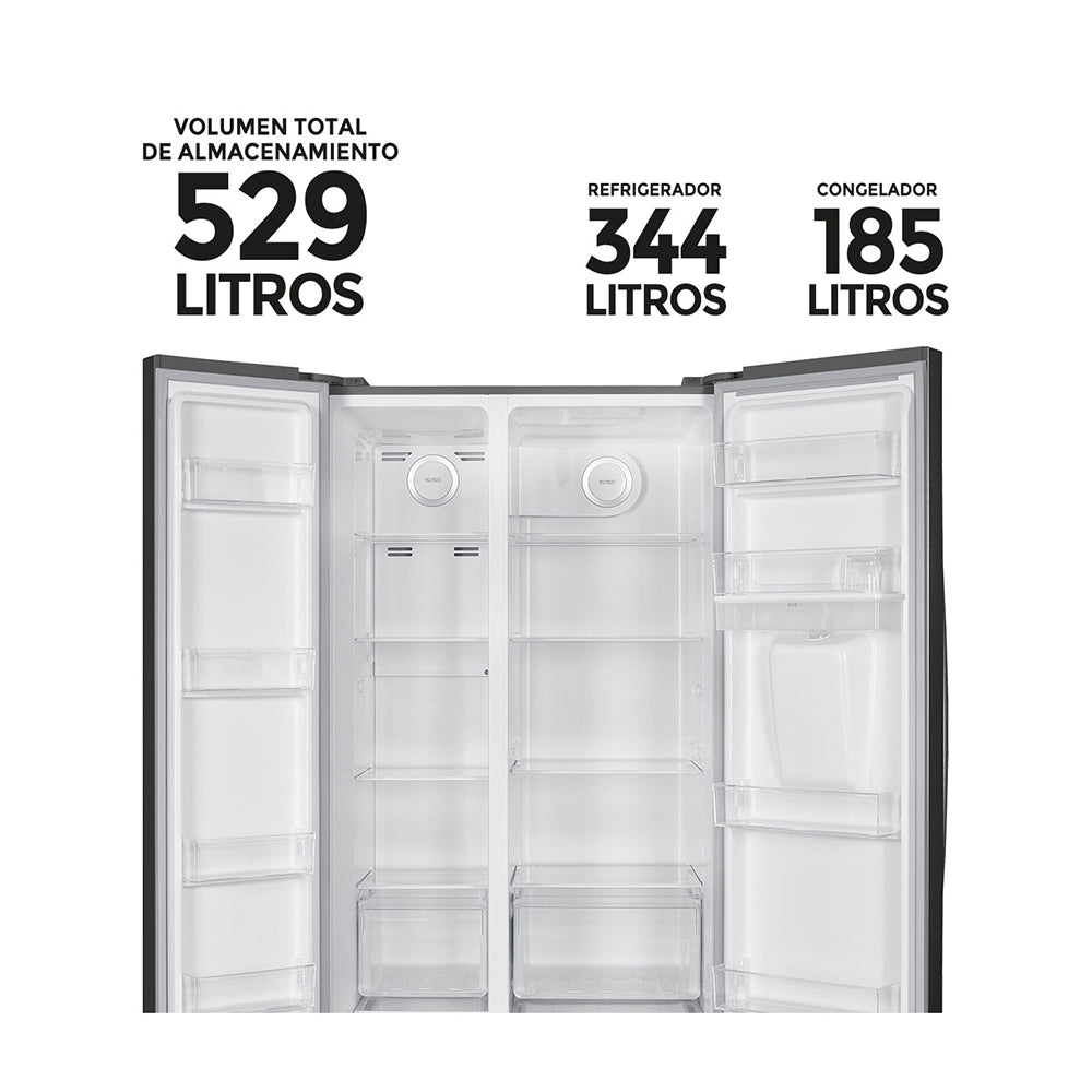 Nevecón Gris Oscuro 91x177cm De 529 Litros No Frost con Dispensador de Agua - NEVERAS | Bylmo