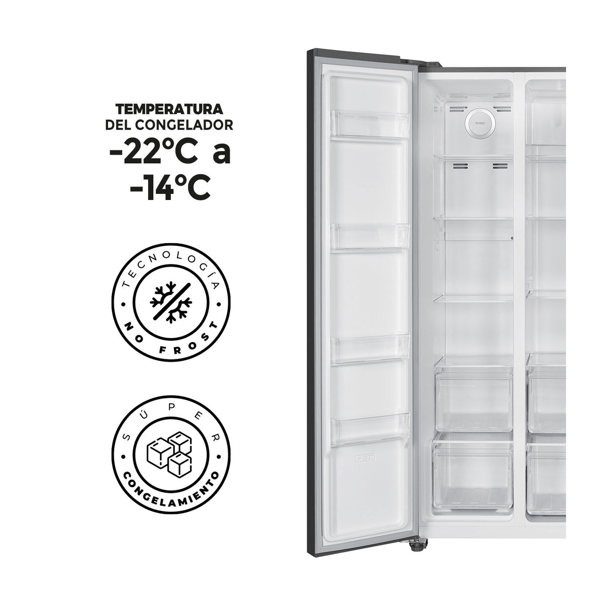 Nevecón Gris Oscuro 91x177cm De 529 Litros No Frost con Dispensador de Agua - NEVERAS | Bylmo