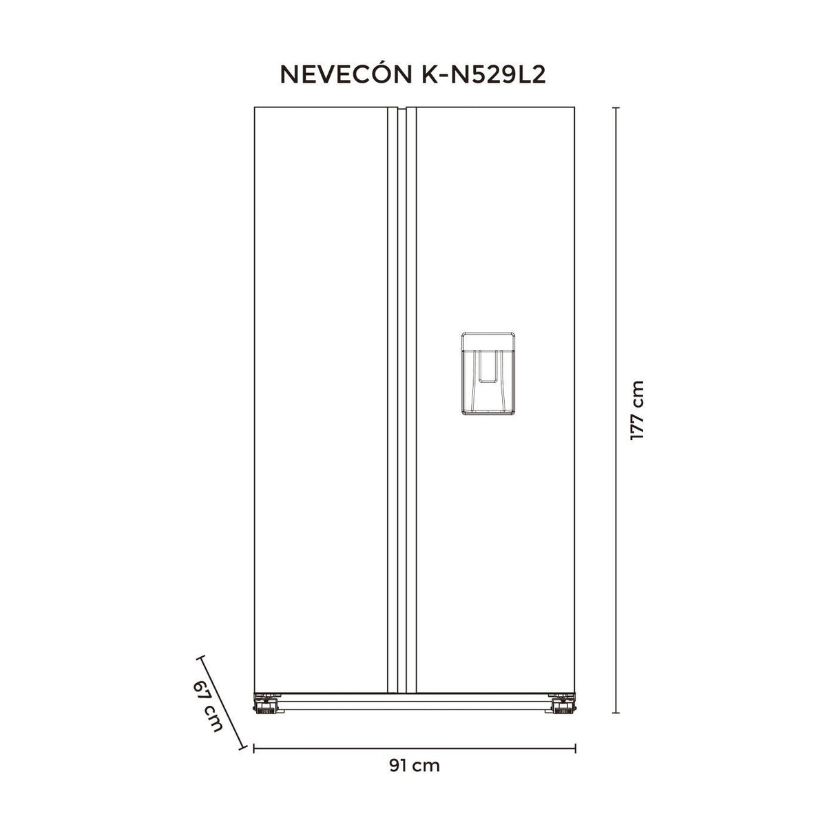 Nevecón Gris Oscuro 91x177cm De 529 Litros No Frost con Dispensador de Agua - NEVERAS | Bylmo