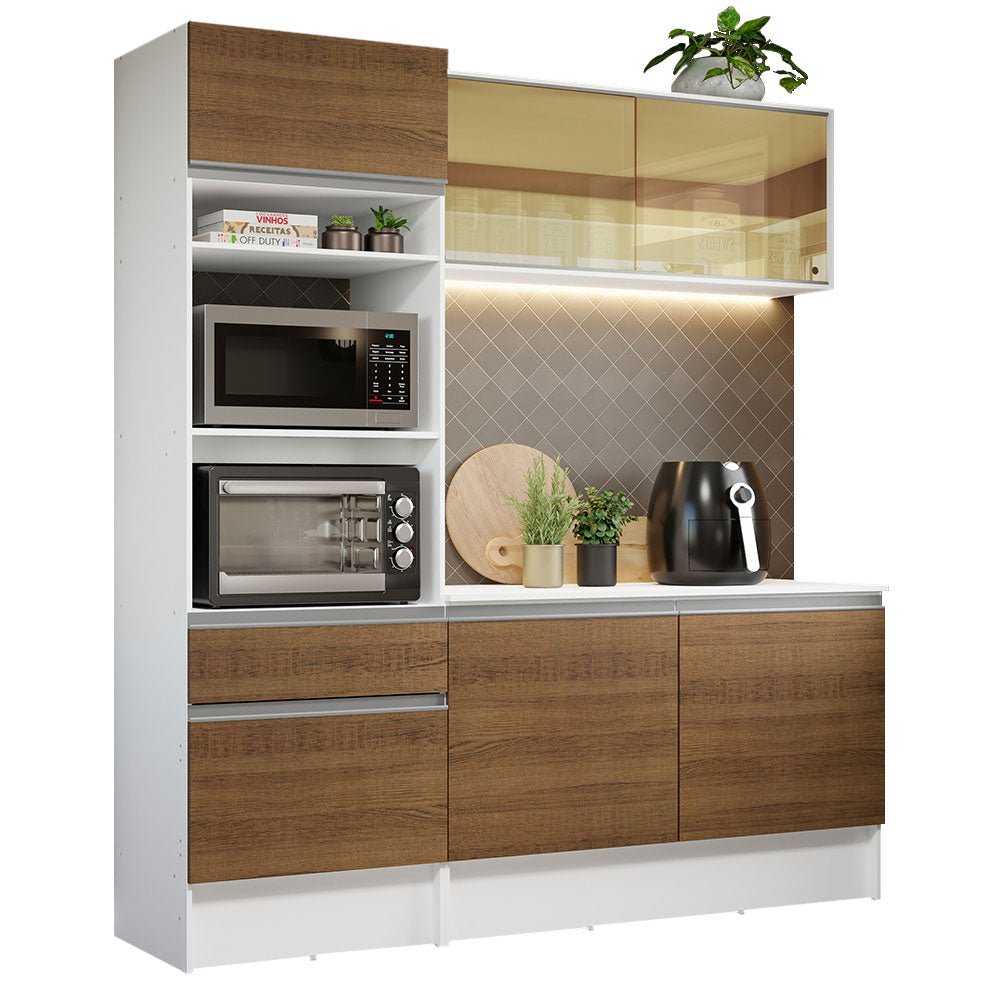 Cocina Integral Diamante Marron 180x210cm con Mesón de Madera y sin Estufa - COCINAS | Bylmo