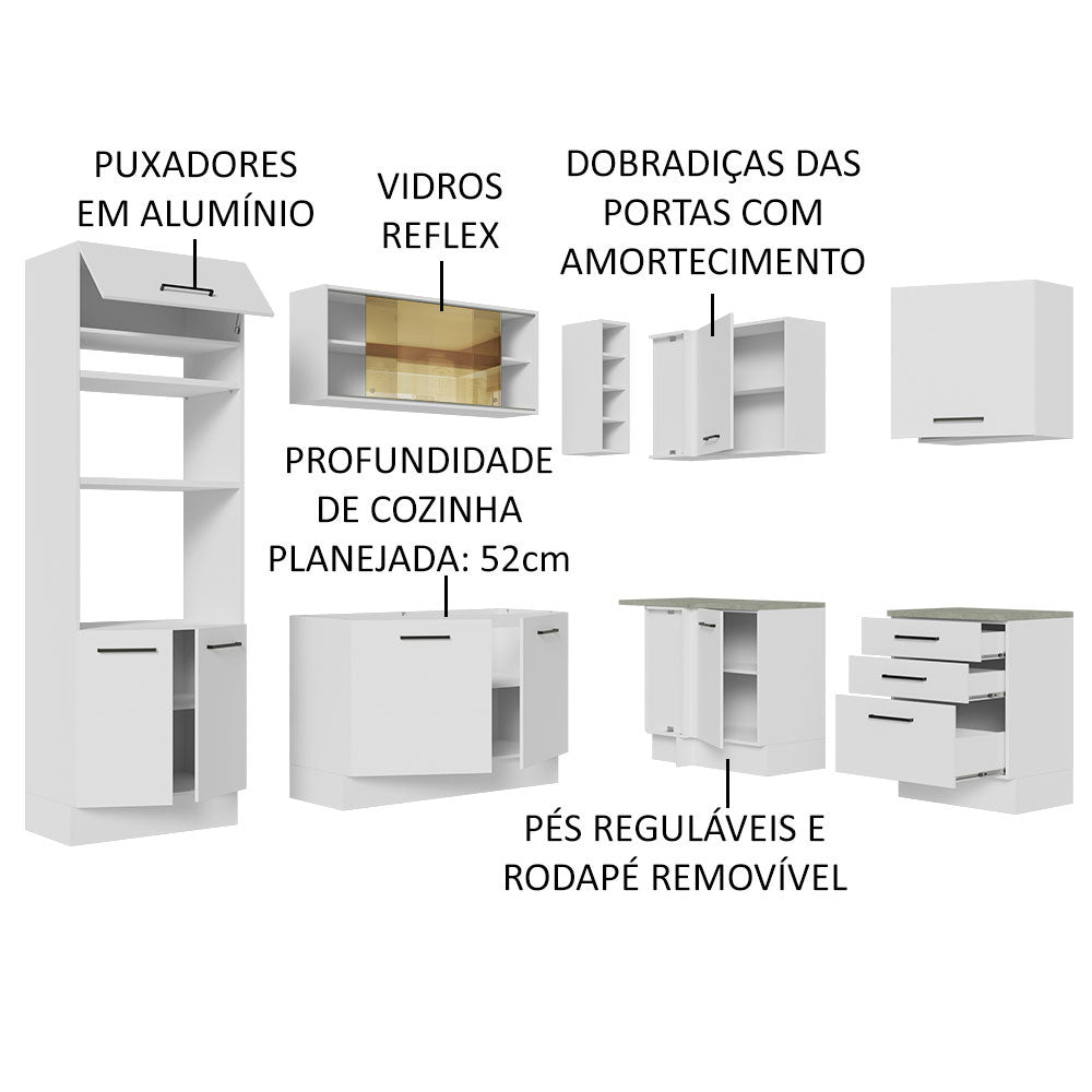 Cocina Integral Agata Blanco 399x225cm sin Mesón con Mueble para Horno y sin Estufa - COCINAS | Bylmo
