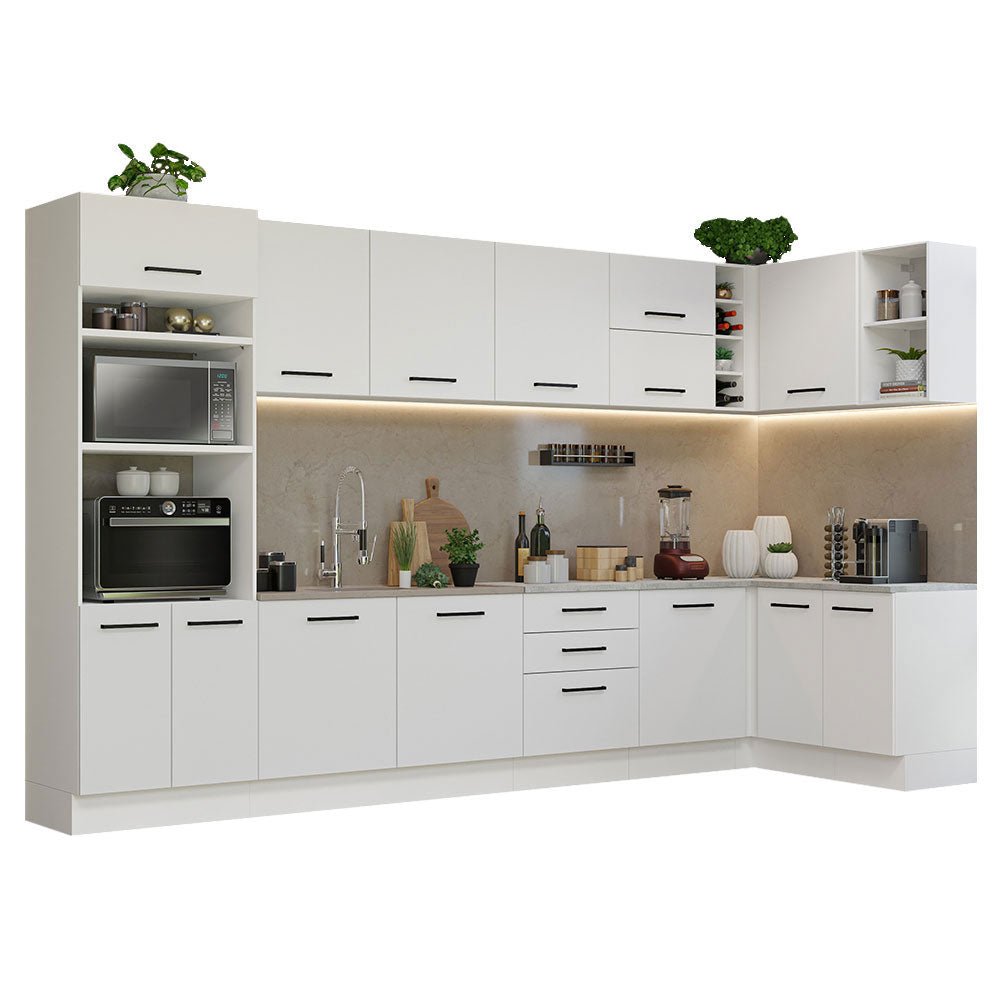 Cocina Integral Agata Blanco 499x225cm sin Mesón y sin Estufa - COCINAS | Bylmo